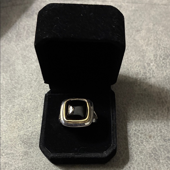 Jewelry - Black Onyx Square Ring with Two-Tone Metal